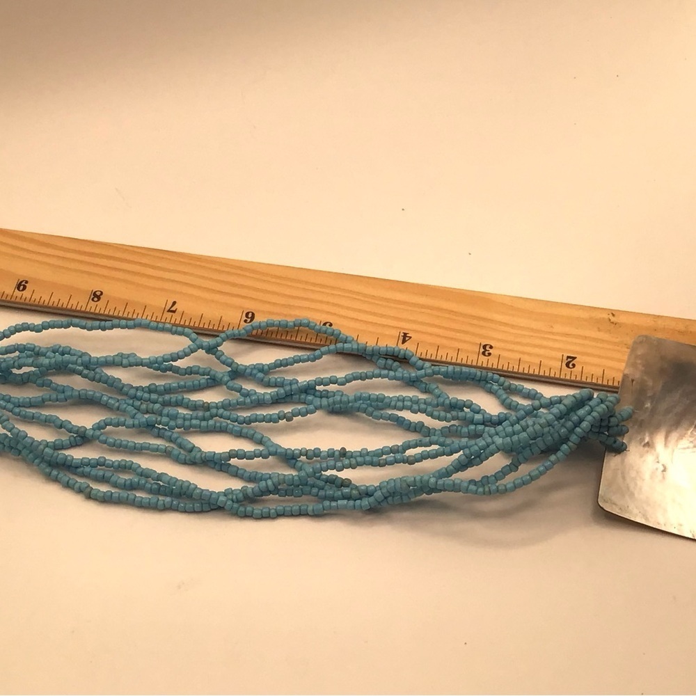 Women’s Blue Necklace with Square Sea Shell - Picture 5 of 8